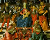 多梅尼科 基尔兰达约 : Domenico Ghirlandaio Madonna and Child enthroned with Saint